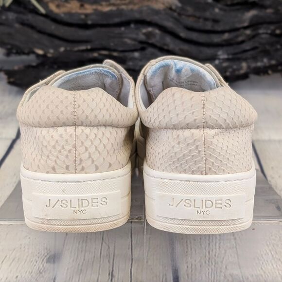 J/Slides Heidi Slip-On Leather Sneakers - Snake Embossed Cream - Picture 6 of 13